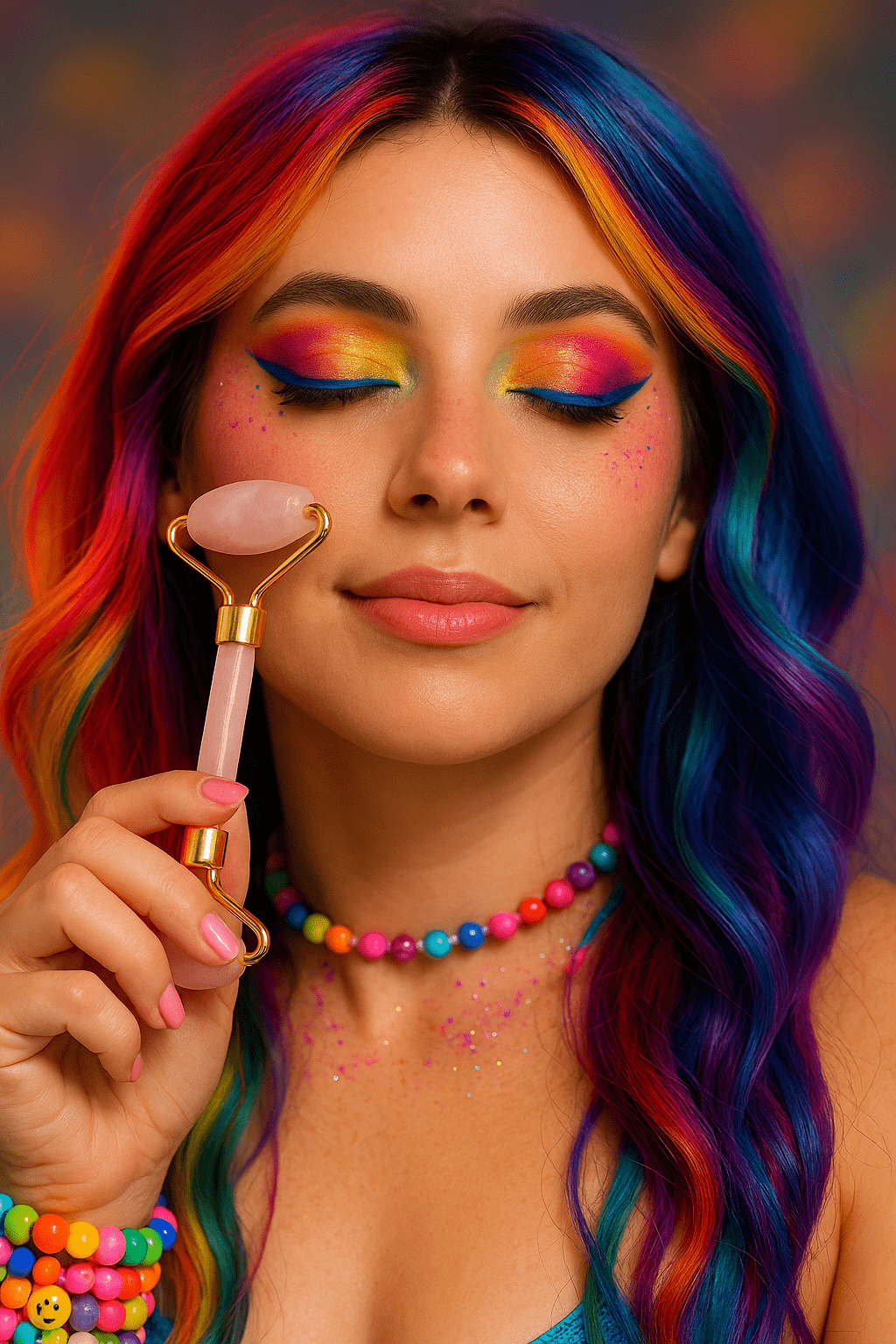 Rose Quartz Crystal Facial Roller - Festival Parent